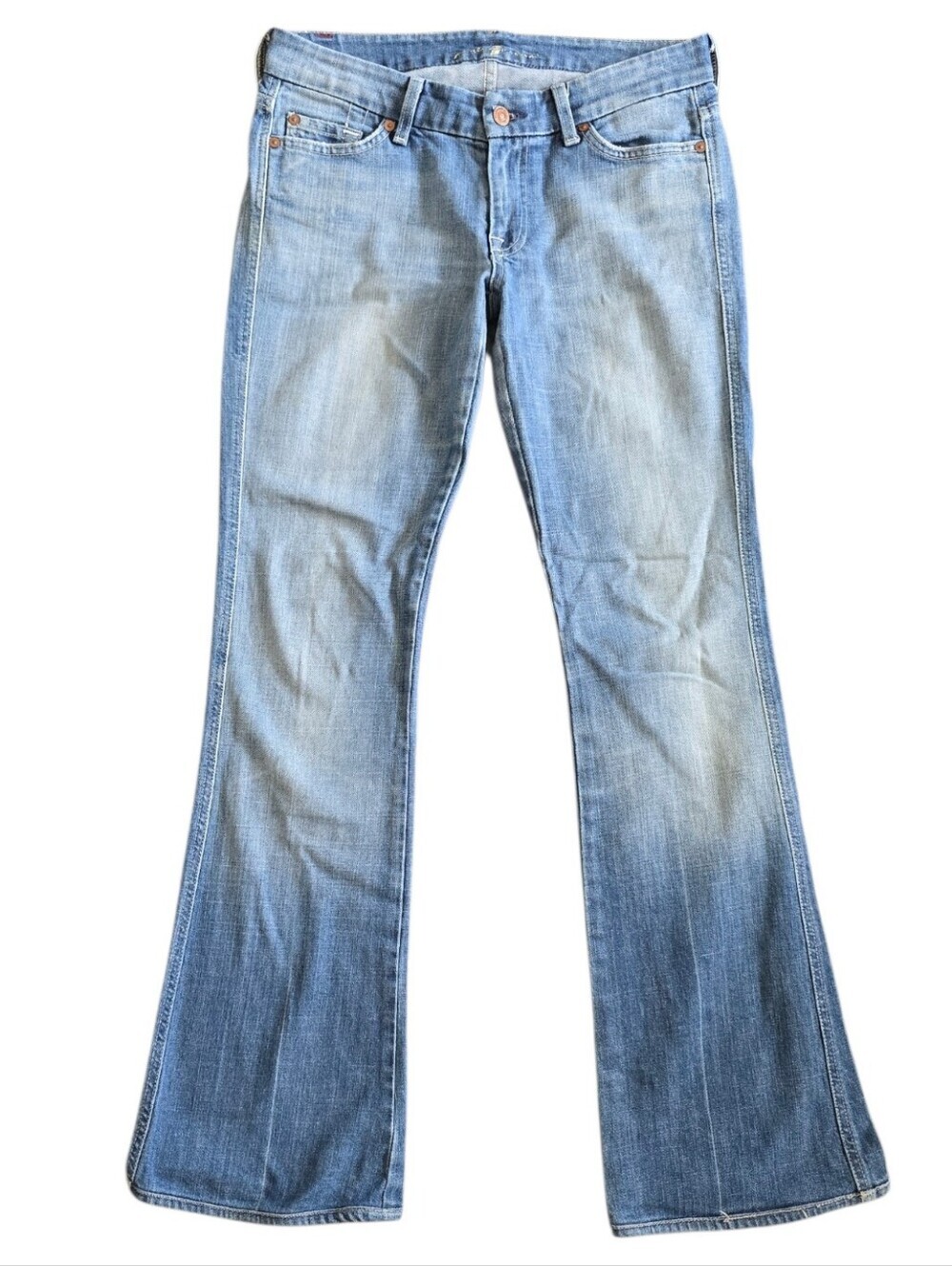 7 For All Man Kind Women’s Low Rise Light Blue Flared Jeans Size 27